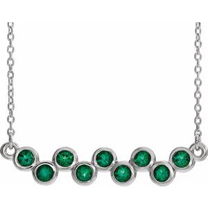 14K White Emerald Bezel-Set Bar 16-18" Necklace - Siddiqui Jewelers