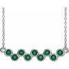 14K White Chatham® Created Emerald Bezel-Set Bar 16-18" Necklace - Siddiqui Jewelers