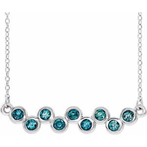 14K White Aquamarine Bezel-Set Bar 16-18" Necklace - Siddiqui Jewelers