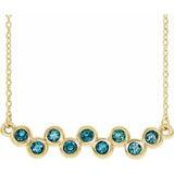 14K Yellow Aquamarine Bezel-Set Bar 16-18" Necklace - Siddiqui Jewelers