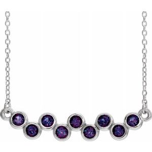 14K White Alexandrite Bezel-Set Bar 16-18" Necklace - Siddiqui Jewelers