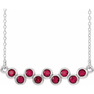 14K White Ruby Bezel-Set Bar 16-18" Necklace - Siddiqui Jewelers