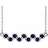 14K White Blue Sapphire Bezel-Set Bar 16-18" Necklace - Siddiqui Jewelers