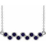 14K White Blue Sapphire Bezel-Set Bar 16-18" Necklace - Siddiqui Jewelers