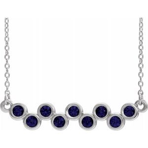 14K White Blue Sapphire Bezel-Set Bar 16-18" Necklace - Siddiqui Jewelers