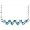 14K White Blue Zircon Bezel-Set Bar 16-18" Necklace - Siddiqui Jewelers