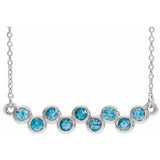 14K White Blue Zircon Bezel-Set Bar 16-18" Necklace - Siddiqui Jewelers