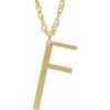 14K Yellow Block Initial F 16-18" Necklace with Brush Finish - Siddiqui Jewelers