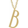 14K Yellow Block Initial B 16-18" Necklace with Brush Finish - Siddiqui Jewelers