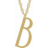 14K Yellow Block Initial B 16-18" Necklace with Brush Finish - Siddiqui Jewelers