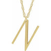 14K Yellow Gold-Plated Sterling Silver Block Initial N 16-18" Necklace with Brush Finish - Siddiqui Jewelers