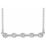 14K White 1/6 CTW Diamond Bezel-Set Bar 16" Necklace - Siddiqui Jewelers