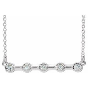 14K White 1/6 CTW Diamond Bezel-Set Bar 18" Necklace - Siddiqui Jewelers