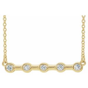 14K Yellow 1/6 CTW Diamond Bezel-Set Bar 18" Necklace - Siddiqui Jewelers