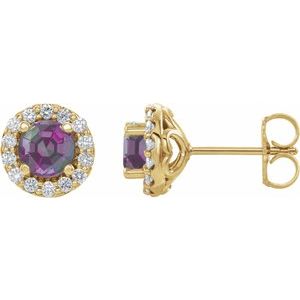 14K Yellow Chatham® Lab-Created Alexandrite & 1/4 Diamond Earrings - Siddiqui Jewelers
