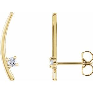 14K Yellow 1/8 CTW Diamond Ear Climbers - Siddiqui Jewelers