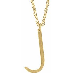 14K Yellow Block Initial J 16-18" Necklace with Brush Finish - Siddiqui Jewelers