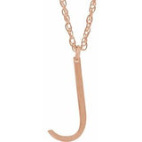 14K Rose Gold-Plated Sterling Silver Block Initial J 16-18" Necklace with Brush Finish - Siddiqui Jewelers