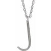 14K White Block Initial J 16-18" Necklace with Brush Finish - Siddiqui Jewelers