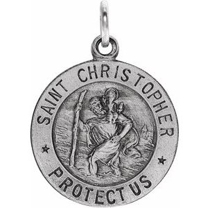 14K White 15 mm St. Christopher Medal-Siddiqui Jewelers