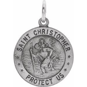14K White 20 mm St. Christopher Medal-Siddiqui Jewelers