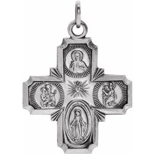 Sterling Silver 18x18 mm Four-Way Cross Medal  -Siddiqui Jewelers