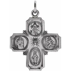 Sterling Silver 25x24 mm Four-Way Cross Medal  -Siddiqui Jewelers