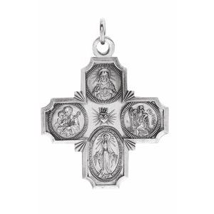 Sterling Silver 30x29 mm Four-Way Cross Medal  -Siddiqui Jewelers
