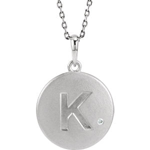 Sterling Silver .005 CTW Diamond Initial K 18" Necklace - Siddiqui Jewelers