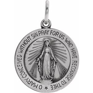 Sterling Silver 18 mm Miraculous Medal - Siddiqui Jewelers
