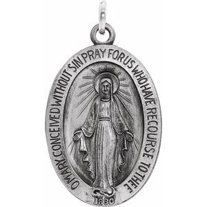 Sterling Silver 19x14 mm Oval Miraculous Medal -Siddiqui Jewelers