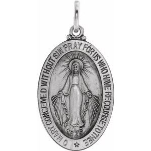 Sterling Silver 23x16 mm Oval Miraculous Medal - Siddiqui Jewelers