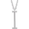 Sterling Silver Block Initial I 16-18" Necklace with Brush Finish - Siddiqui Jewelers