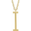 14K Yellow Block Initial I 16-18" Necklace with Brush Finish - Siddiqui Jewelers