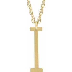 14K Yellow Block Initial I 16-18" Necklace with Brush Finish - Siddiqui Jewelers