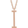 14K Rose Block Initial I 16-18" Necklace with Brush Finish - Siddiqui Jewelers