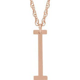 14K Rose Block Initial I 16-18" Necklace with Brush Finish - Siddiqui Jewelers