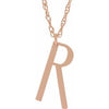 14K Rose Block Initial R 16-18" Necklace with Brush Finish - Siddiqui Jewelers