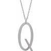 14K White Block Initial Q 16-18" Necklace with Brush Finish - Siddiqui Jewelers