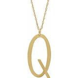 14K Yellow Block Initial Q 16-18" Necklace with Brush Finish - Siddiqui Jewelers