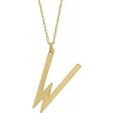 14K Yellow Block Initial W 16-18" Necklace with Brush Finish - Siddiqui Jewelers