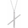 14K White Block Initial X 16-18" Necklace with Brush Finish - Siddiqui Jewelers