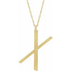 14K Yellow Block Initial X 16-18" Necklace with Brush Finish - Siddiqui Jewelers