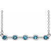 14K White Aquamarine Bezel-Set Bar 18" Necklace - Siddiqui Jewelers