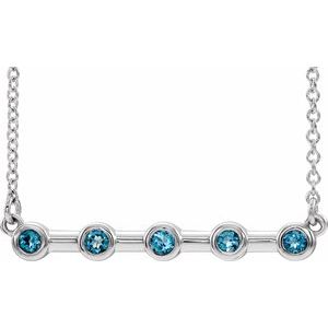 14K White Aquamarine Bezel-Set Bar 18" Necklace - Siddiqui Jewelers