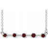 14K White Mozambique Garnet Bezel-Set Bar 16" Necklace - Siddiqui Jewelers