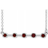 14K White Mozambique Garnet Bezel-Set Bar 16" Necklace - Siddiqui Jewelers