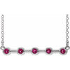 14K White Pink Tourmaline Bezel-Set Bar 16" Necklace - Siddiqui Jewelers