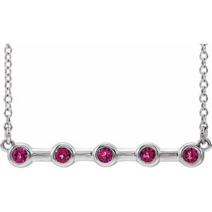 14K White Pink Tourmaline Bezel-Set Bar 16" Necklace - Siddiqui Jewelers