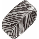 Damascus Steel 8 mm Patterned Square Band Size 8.5 - Siddiqui Jewelers